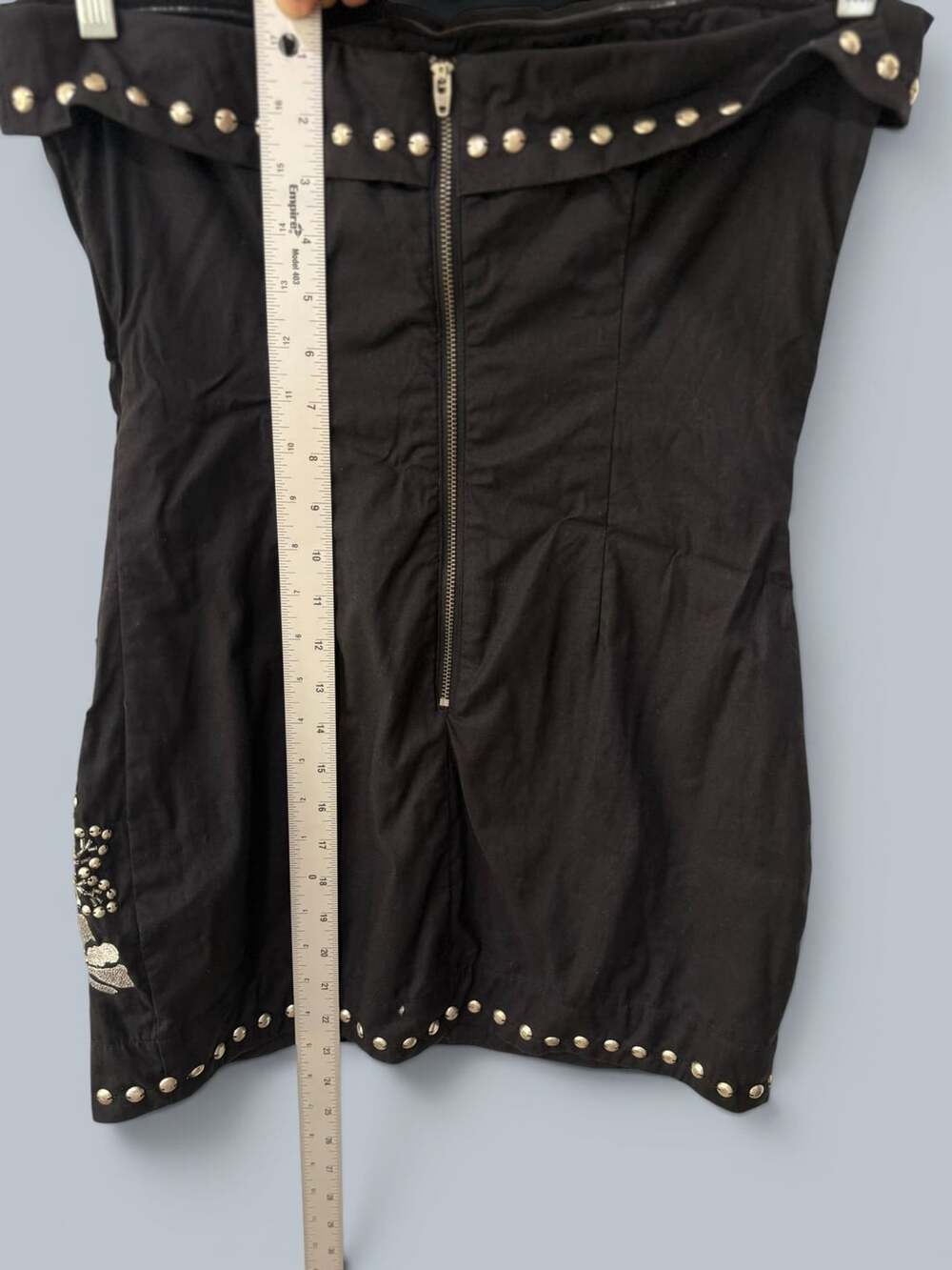 Free People Black Studded Floral Embroidered Strapless Mini Dress 248$ - Picture 10 of 10